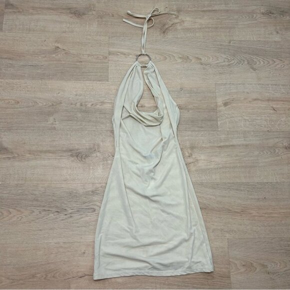 NWT Murci Cream Halter Bodycon Scoop Neckline Mini Sleveless Dress Women’s 4 - Picture 1 of 4
